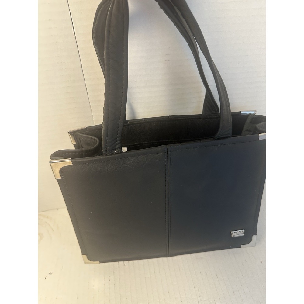 Vintage Genuine Leather Black Handbag Purse Made In Mexico Hebrew Emblem Tote ba